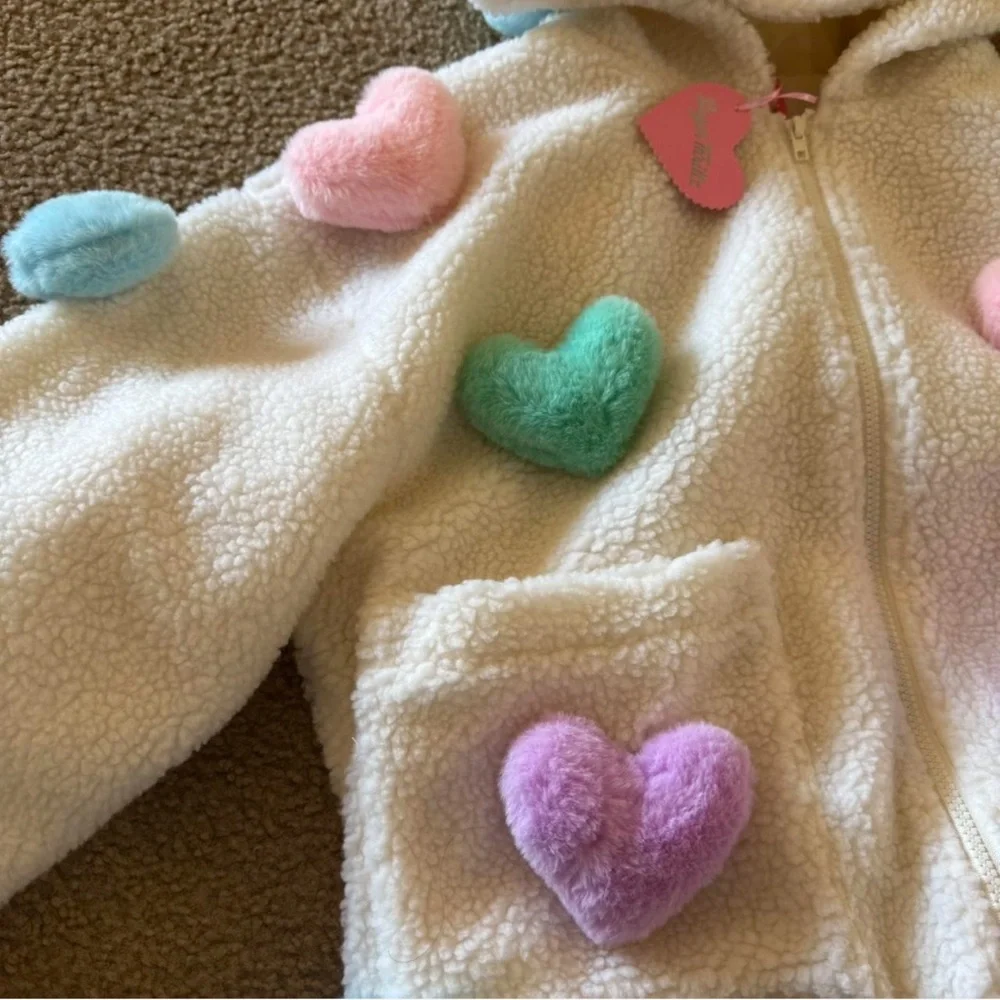 Sugar Thrillz Dolls Kill ‘SNUGGLE WONDERLAND’ Sherpa Hoodie Jacket White M/L NWT - Picture 6 of 10